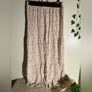 American Eagle Cream, Purple, and Orange Floral Maxi Skirt